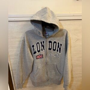 Gray London England Hoodie Jacket Full Zip